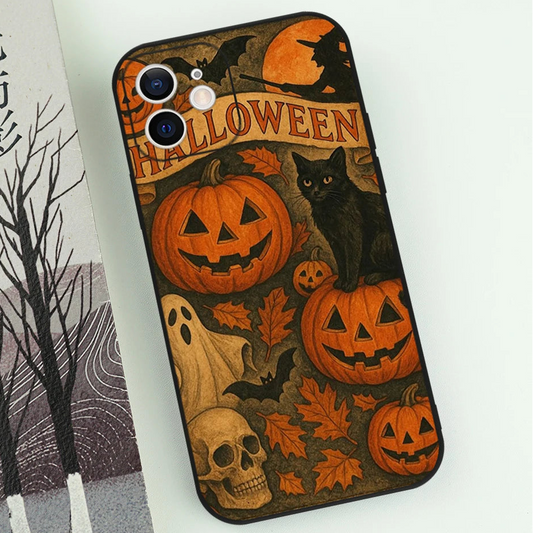 Funny Halloween Black Cat Phone Case For iPhone 17 16 15 14 13 12 11 Pro Max Mini X XS 8 7 Plus 17 Air 16E Shockproof Soft Cover
