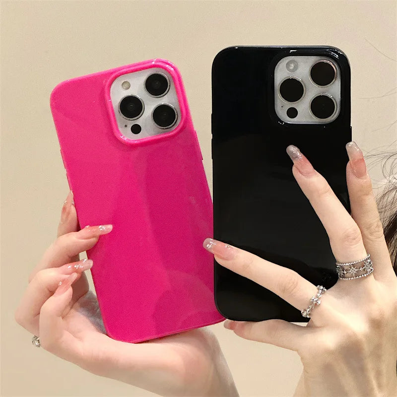 Soft Silicone Glossy Shockproof Phone Case For iPhone 16 15 14 13 12 11 Pro Max XR XS X 7 8 Plus SE Plain Bumper Back Cover