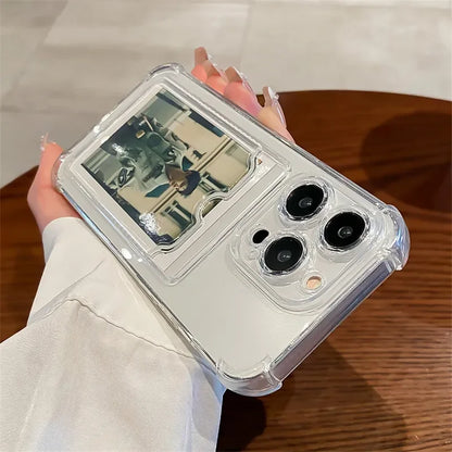 Transparent Card Slot Bag Holder Case For iPhone 17 16 15 14 13 12 11 Pro Max XS XR 7 8 Plus Wallet Silicone Shockproof Cover