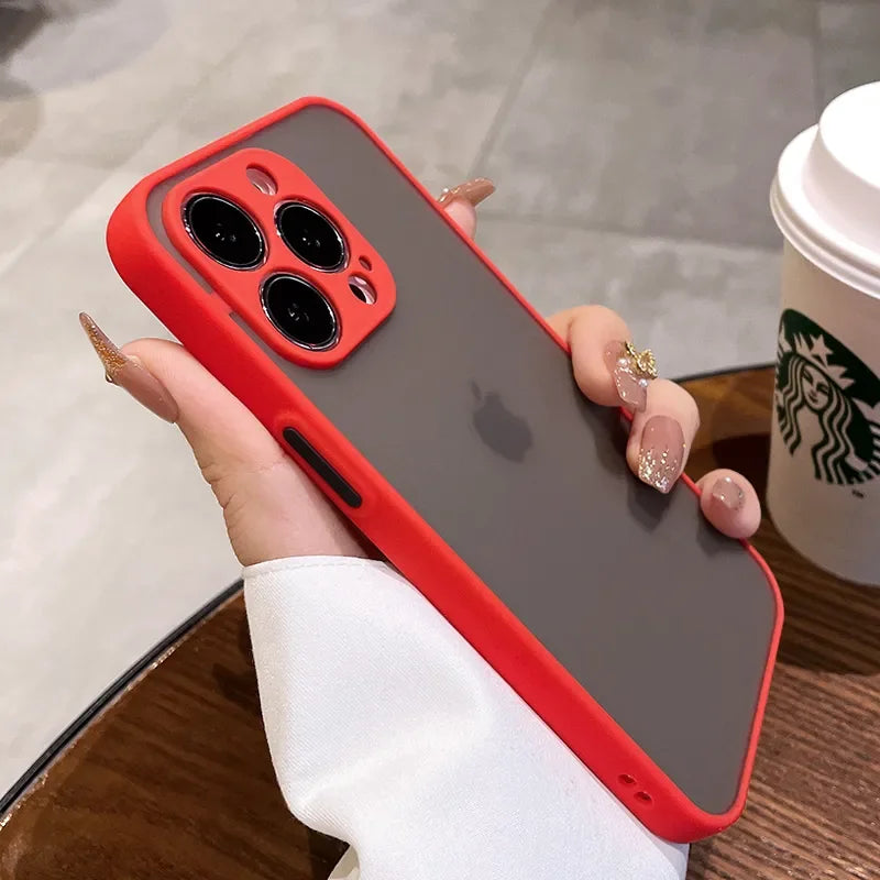 Coque de téléphone mate antichoc de luxe pour iPhone 17, 16, 15, 14, 13, 12, 11 Pro Max, XR, XS, X, 7, 8 Plus, Mini, SE 2 - Protection transparente avec contour.