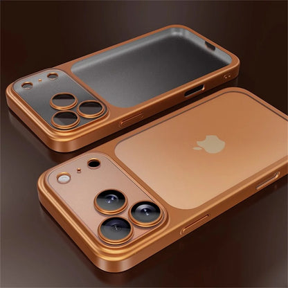 Luxury Original Matte Clear Frosted Phone Case For iPhone 17 16 15 Pro Max Lens Protection Solid Color Frame Shockproof Cover
