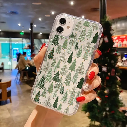 Fir Santa Tree Aesthetic Clear Phone Case for iPhone 17 16 11 15 14 13 12 Pro Max XS X 7 8 Plus Transparent Back Phone Cover