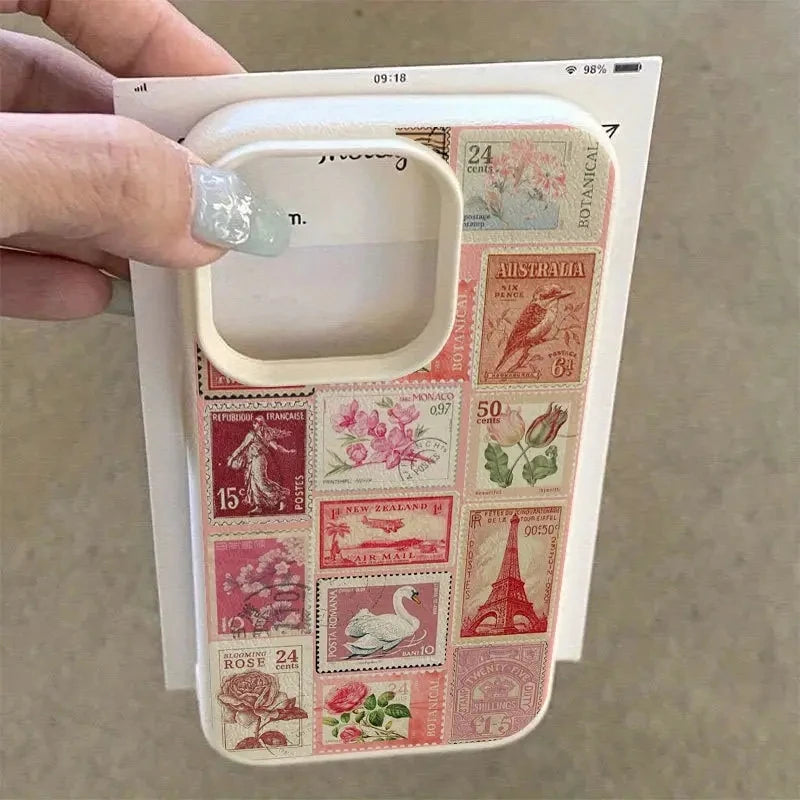 Vibrant Retro Stamp Lichee Design Phone Case For iPhone 17 16 15 14 Pro Max Plus Air 11 12 13 16 Plus XR XS 16E Shockproof Cover