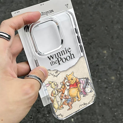 Cute Cartoon Pooh Clear TPU Protective Phone Case for iPhone 17 16 15 14 13 12 11 Pro Xs max