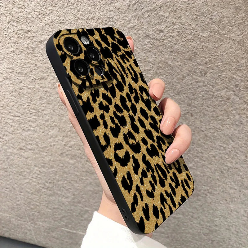 For iPhone 17 16 15 14 13 12 11 Pro Max Case Leopard Print Silicone Cover For iPhone XS Max XR X 7 8 Plus 16e 17 Air Soft Funda