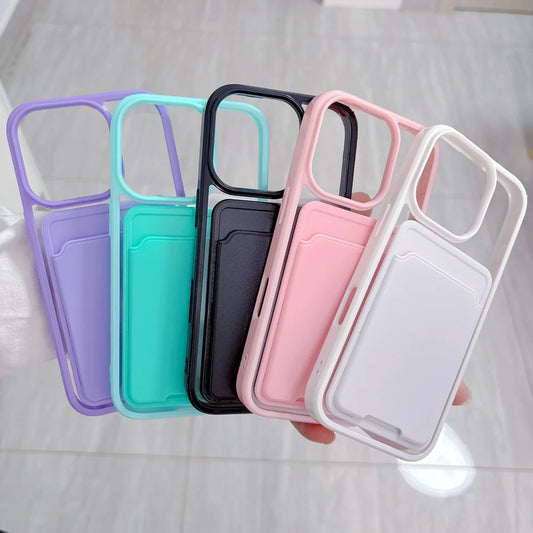 Luxury Candy Card Bag Wallet Phone Case For iPhone 17 16 15 14 13 12 11 Pro Max XS XR X 7 8 Plus Shockproof Bumper Cases Cover