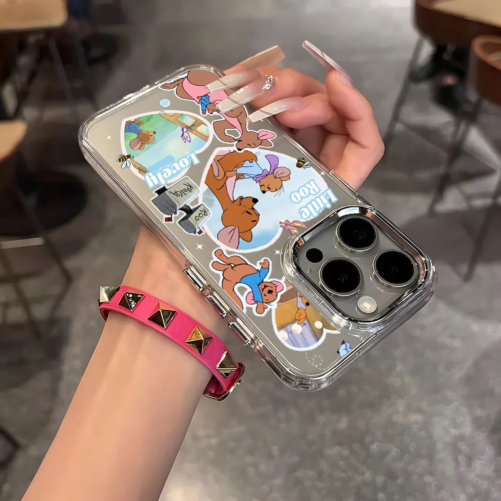 Cute Cartoon Pooh Clear TPU Protective Phone Case for iPhone 17 16 15 14 13 12 11 Pro Xs max