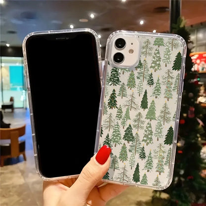 Fir Santa Tree Aesthetic Clear Phone Case for iPhone 17 16 11 15 14 13 12 Pro Max XS X 7 8 Plus Transparent Back Phone Cover