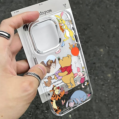 Cute Cartoon Pooh Clear TPU Protective Phone Case for iPhone 17 16 15 14 13 12 11 Pro Xs max