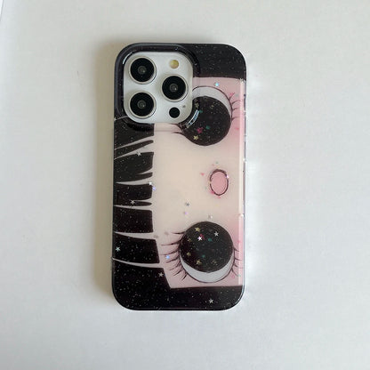 Cartoon Anime Shinning Eyes Case for IPhone 17 16 15 14 13 Pro Max Girl Glittering Back Cover