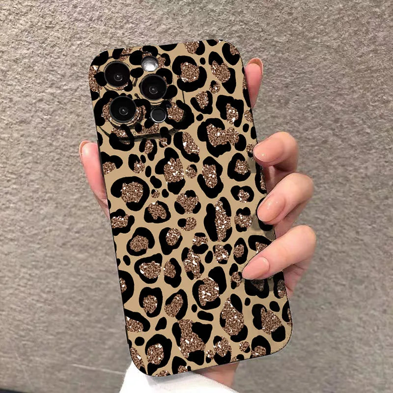For iPhone 17 16 15 14 13 12 11 Pro Max Case Leopard Print Silicone Cover For iPhone XS Max XR X 7 8 Plus 16e 17 Air Soft Funda