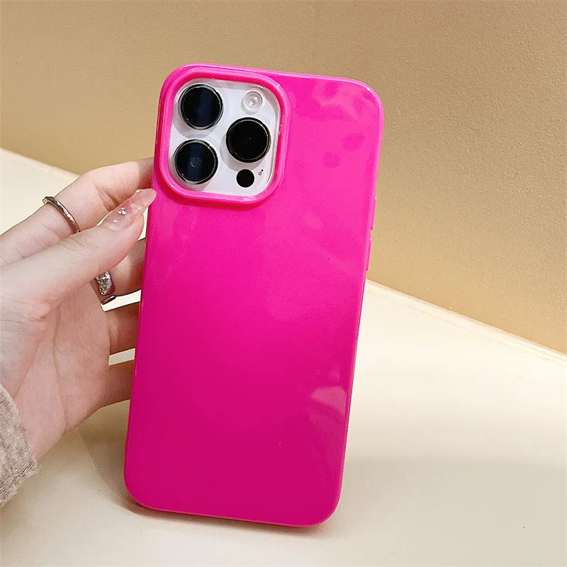 Soft Silicone Glossy Shockproof Phone Case For iPhone 16 15 14 13 12 11 Pro Max XR XS X 7 8 Plus SE Plain Bumper Back Cover
