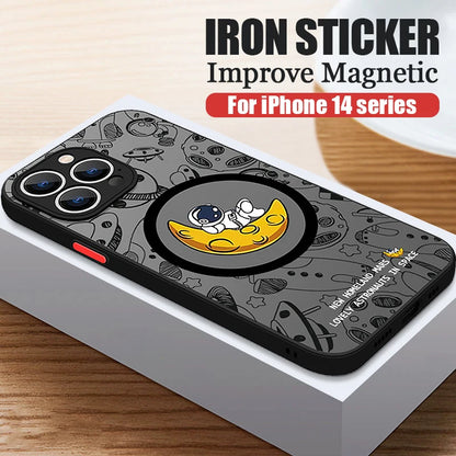 Magnetic For Magsafe Astronaut Case For iPhone Air 16e 17 15 Pro Max 14 13 12 Pro 11 16 Plus Shockproof Bumper Hard Matte Cover