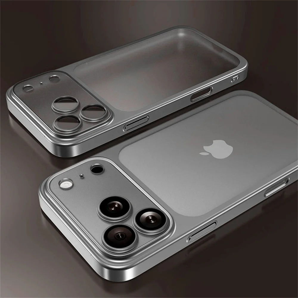 Luxury Original Matte Clear Frosted Phone Case For iPhone 17 16 15 Pro Max Lens Protection Solid Color Frame Shockproof Cover