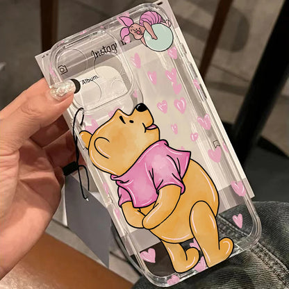 Cute Cartoon Pooh Bear Clear Phone Case For iPhone 17 16 16e 15 14 13 12 11 Mini Pro Max X XR 7 8 Air Plus Transparent Back Cover