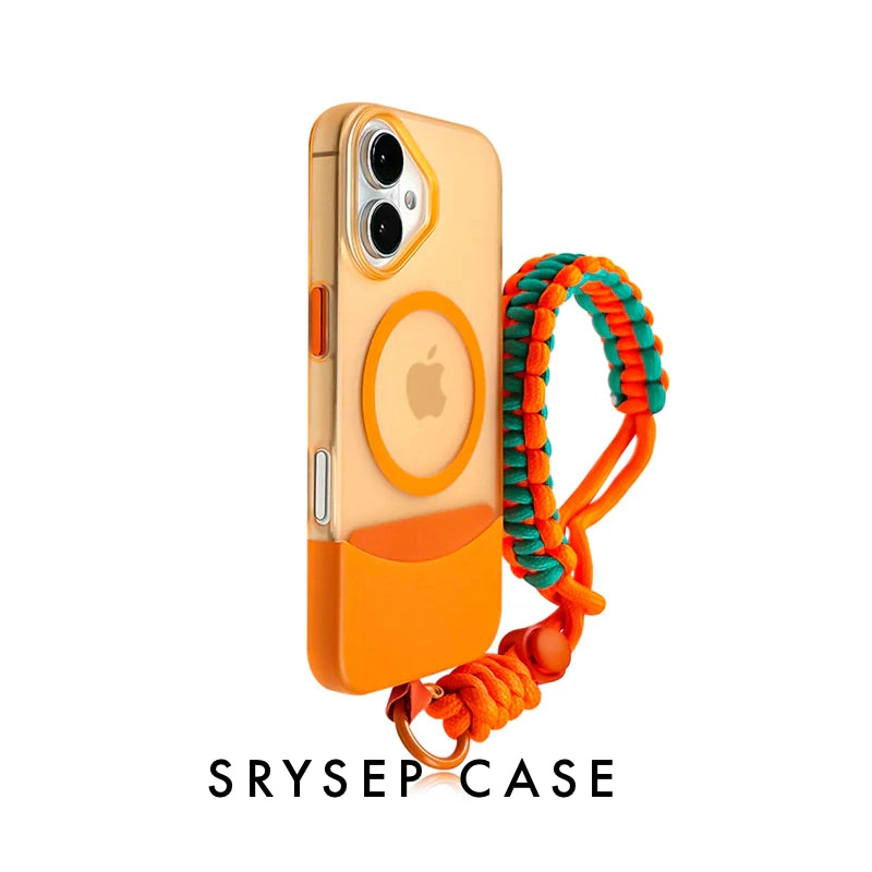 iPhone Lanyard Series | Contrast Color Matte MagSafe Magnetic Phone Case