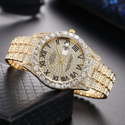 Gold Diamond Calendar Starry Sky Quartz Watch