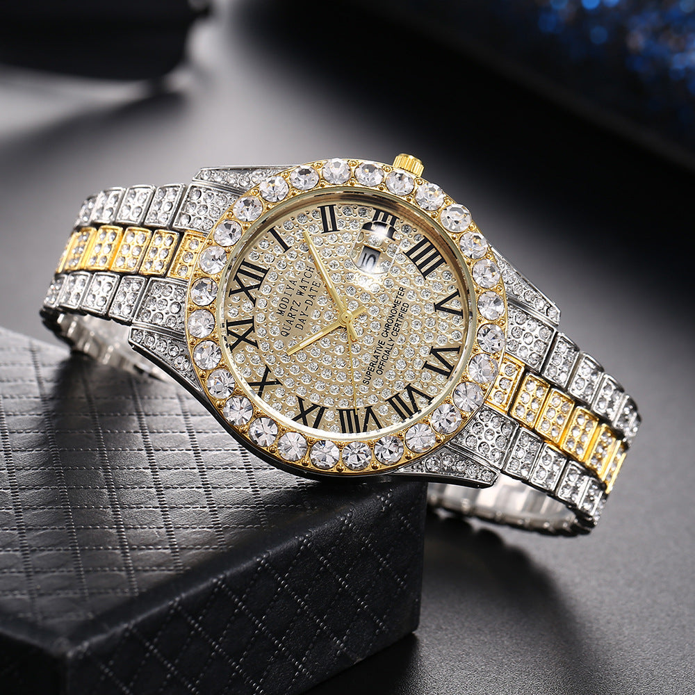 Gold Diamond Calendar Starry Sky Quartz Watch