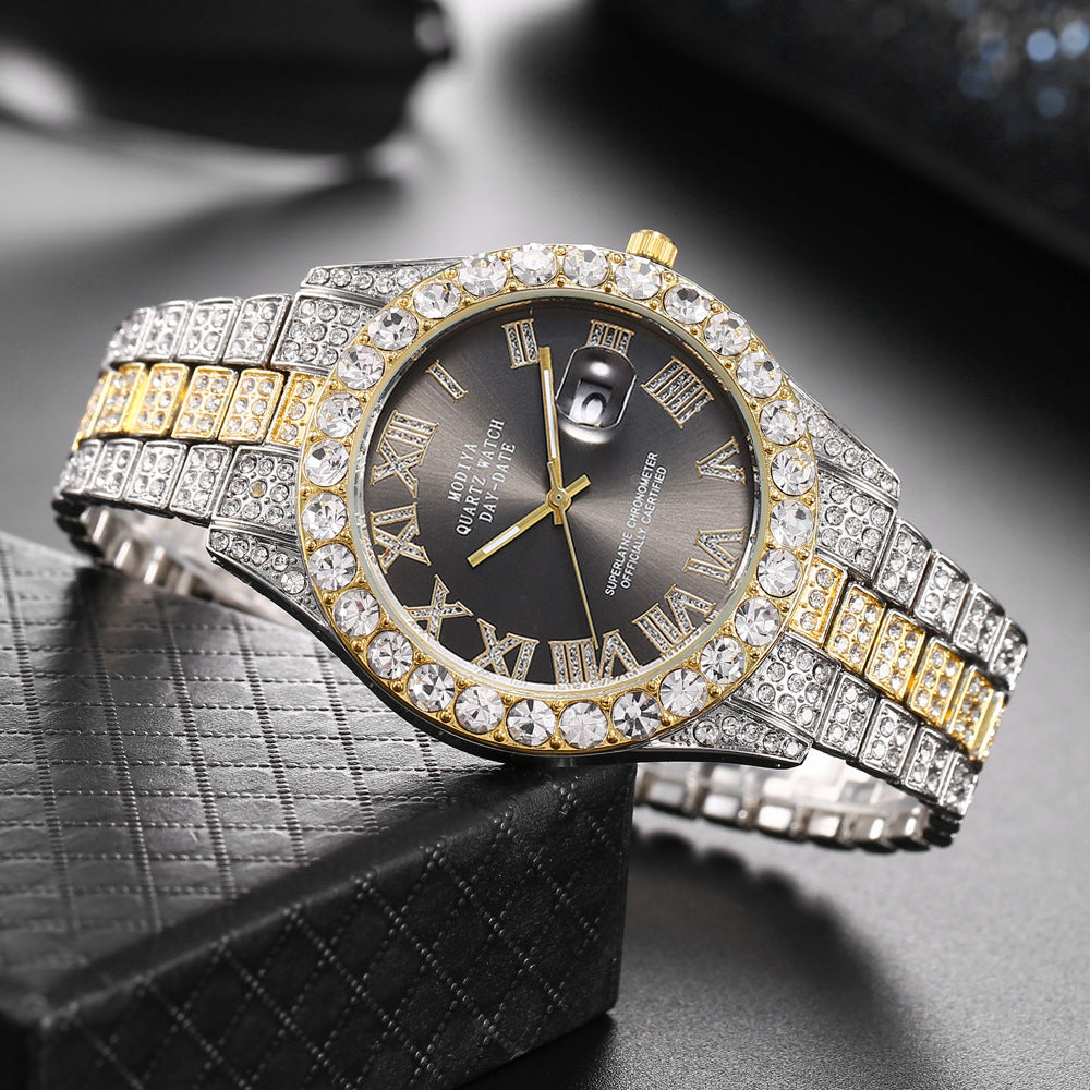 Gold Diamond Calendar Starry Sky Quartz Watch