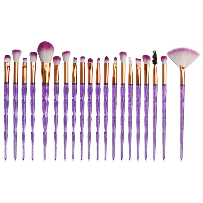 20Pcs Flash Diamond Makeup Brushes Powder Foundation Blush Blending Eyeshadow Lip Cosmetic Brush