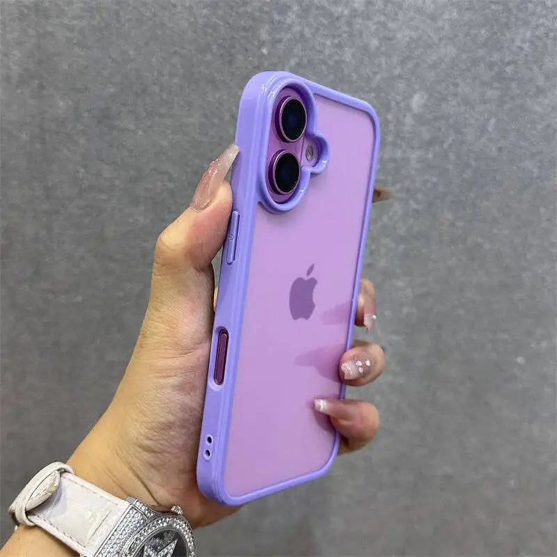 Luxury Candy Color Bumper Phone Case For iPhone 17 16 15 14 13 Mini 12 11 Pro Max XR XS X 7 8 Plus Transparent Shockproof Cover