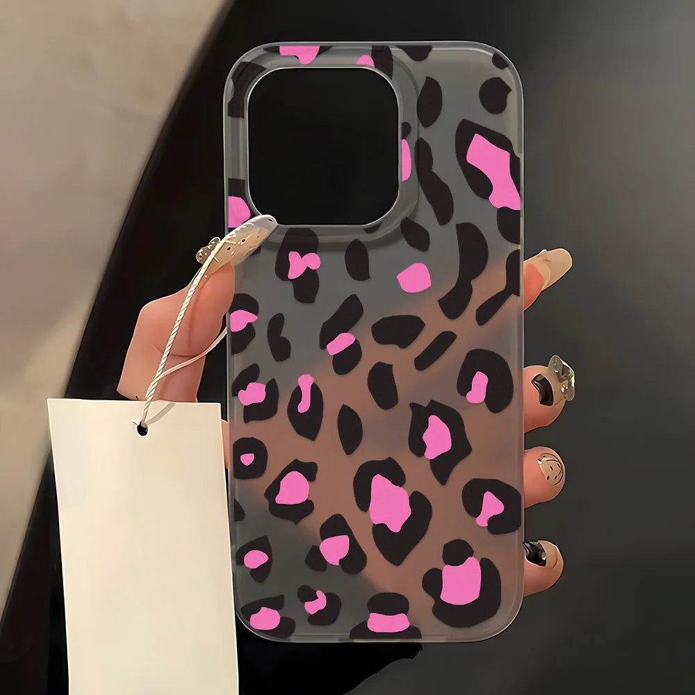Coque de téléphone à motif léopard pour iPhone 16 Pro, iPhone 11, 17, 13, 15, 12, 14 Pro Max, 13, 12 Mini : protection mate antichoc et souple.