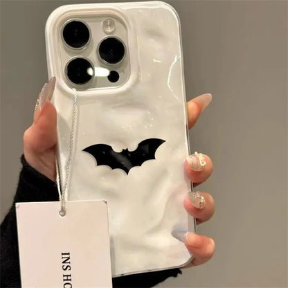 Minimalist Black Bat Wave Texture Phone Case For iPhone 17 Air 11 12 13 14 15 16 Pro Max Plus Soft TPU Back Cover Halloween Gift