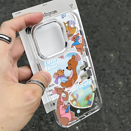 Cute Cartoon Pooh Clear TPU Protective Phone Case for iPhone 17 16 15 14 13 12 11 Pro Xs max