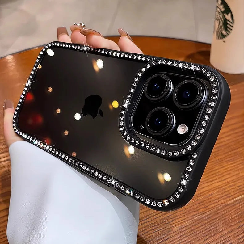 Coque de téléphone transparente de luxe à paillettes diamant pour iPhone 17 Air 12 13 14 15 16 Pro Max Plus - Protection antichoc transparente et souple