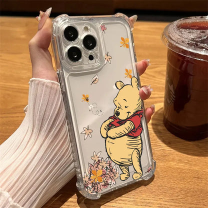 Cute Cartoon Pooh Bear Tigger Piglet Clear Phone Case For iPhone 17 16 14 15 11 12 13 Pro Max 16E 15 16 Plus 17Air Shockproof Cover