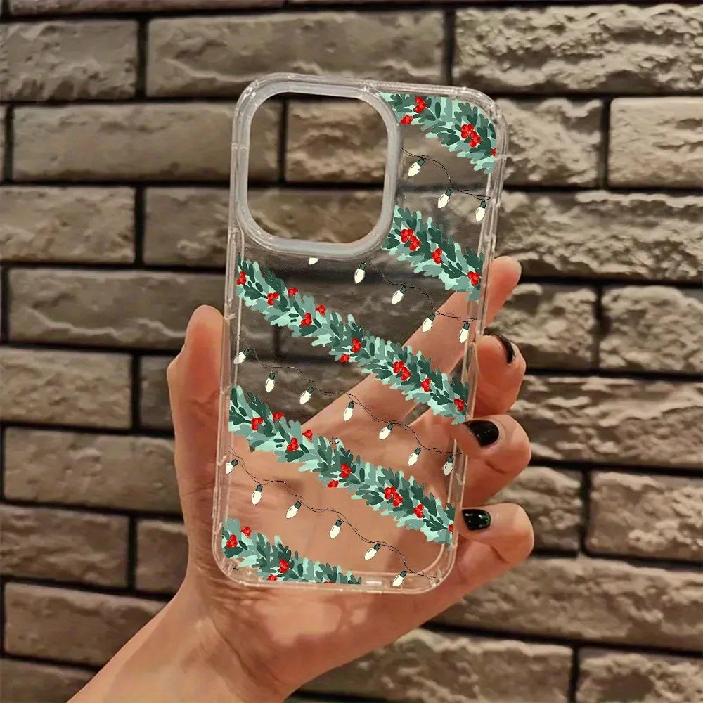 Cute Holiday Decoration Beautiful Transparent Phone Case for iPhone 17 16 11 12 13 14 15 Pro Max 7 8 Plus XR XS X Clear Cover