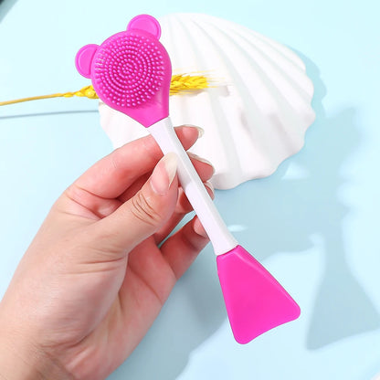 Double Head Facial Mask Brush Silicone Applicator Spoon Spatula Stirring Stick Women Skin Face Cleansing Care Home Makeup Tools