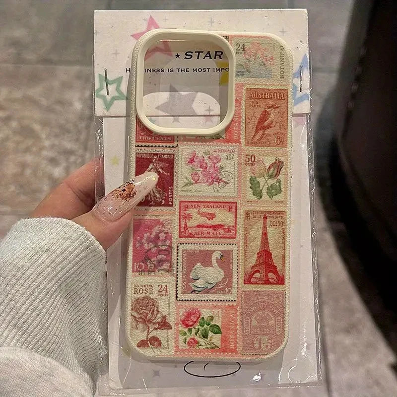 Vibrant Retro Stamp Lichee Design Phone Case For iPhone 17 16 15 14 Pro Max Plus Air 11 12 13 16 Plus XR XS 16E Shockproof Cover