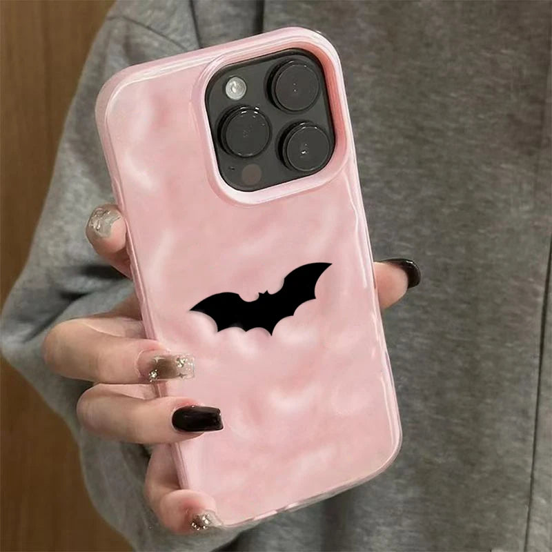 Minimalist Black Bat Wave Texture Phone Case For iPhone 17 Air 11 12 13 14 15 16 Pro Max Plus Soft TPU Back Cover Halloween Gift