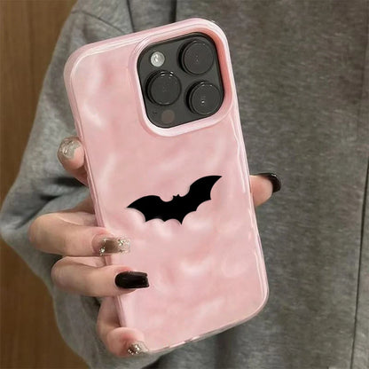 Minimalist Black Bat Wave Texture Phone Case For iPhone 17 Air 11 12 13 14 15 16 Pro Max Plus Soft TPU Back Cover Halloween Gift