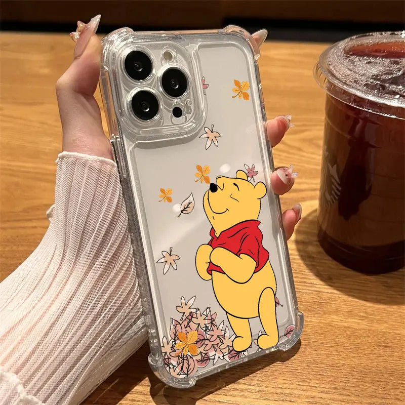Cute Cartoon Pooh Bear Tigger Piglet Clear Phone Case For iPhone 17 16 14 15 11 12 13 Pro Max 16E 15 16 Plus 17Air Shockproof Cover