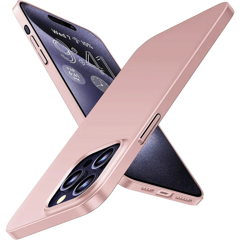 Coque arrière rigide ultra-mince en polycarbonate mat pour iPhone 17 Air, 16e, 16, 15, 14, 13, 12 Pro Max, couleur unie, finition givrée.