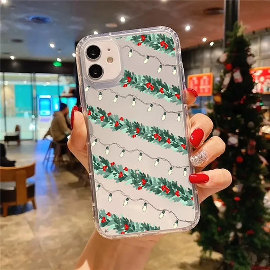 Cute Holiday Decoration Beautiful Transparent Phone Case for iPhone 17 16 11 12 13 14 15 Pro Max 7 8 Plus XR XS X Clear Cover