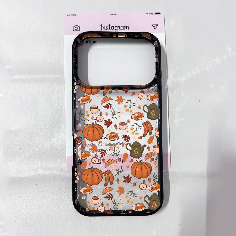 Halloween Coffee Pumpkin Fallen Leaves Phone Case For iPhone 17Air 17 Pro Max 17Pro Transaprent Hard Cover For iPhone 17 Cases