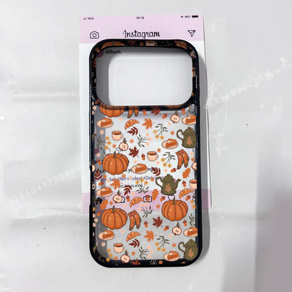 Halloween Coffee Pumpkin Fallen Leaves Phone Case For iPhone 17Air 17 Pro Max 17Pro Transaprent Hard Cover For iPhone 17 Cases