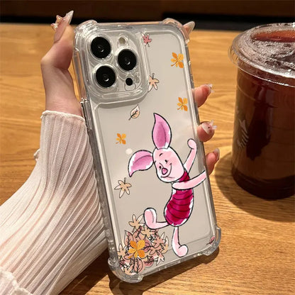 Cute Cartoon Pooh Bear Tigger Piglet Clear Phone Case For iPhone 17 16 14 15 11 12 13 Pro Max 16E 15 16 Plus 17Air Shockproof Cover