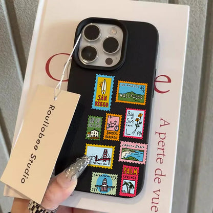 Vibrant Retro Stamp Lichee Design Phone Case For iPhone 17 16 15 14 Pro Max Plus Air 11 12 13 16 Plus XR XS 16E Shockproof Cover