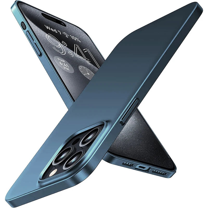 Coque arrière rigide ultra-mince en polycarbonate mat pour iPhone 17 Air, 16e, 16, 15, 14, 13, 12 Pro Max, couleur unie, finition givrée.