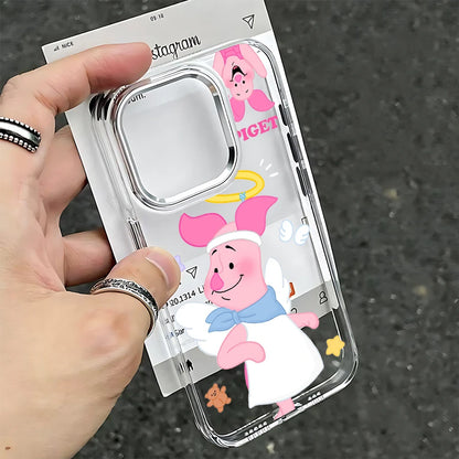 Cute Cartoon Pooh Clear TPU Protective Phone Case for iPhone 17 16 15 14 13 12 11 Pro Xs max