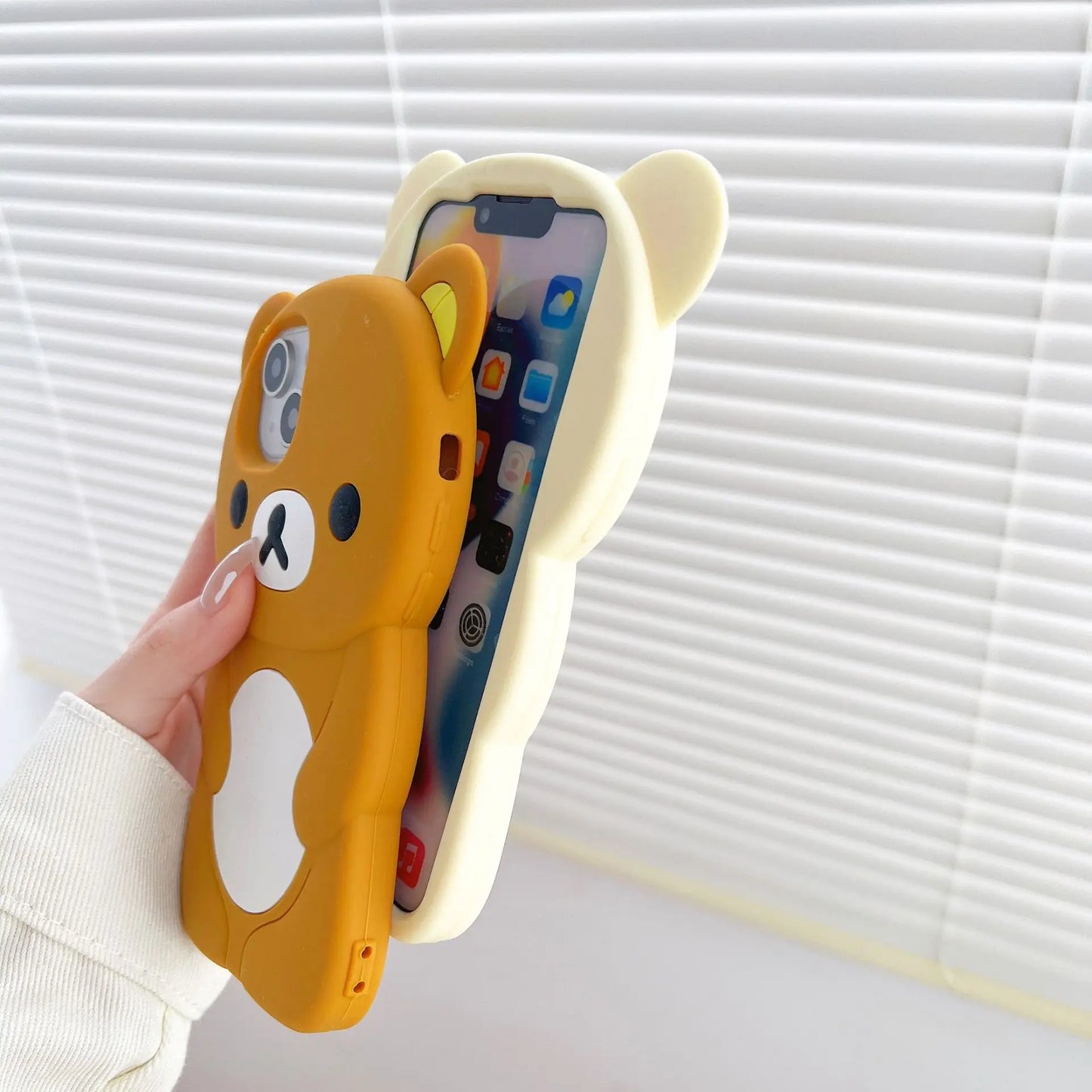 Cute 3D Bear For iPhone 17 16 15 14 13 12 11 Pro Plus mini Max Xs XR 6 7 8 SE Silicone Rilakkuma Bear Soft Cover Case