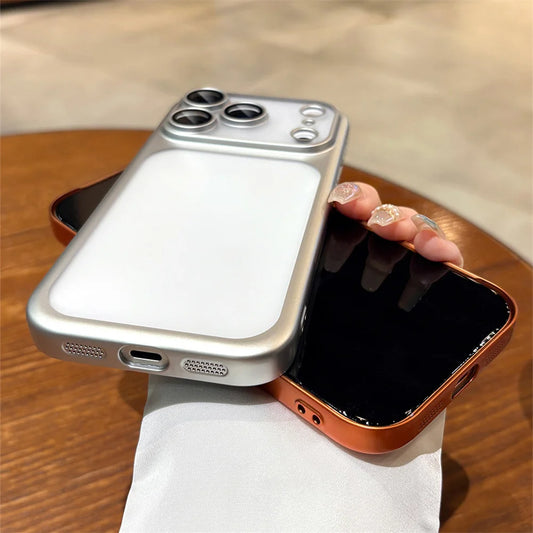 Luxury Original Matte Clear Frosted Phone Case For iPhone 17 16 15 Pro Max Lens Protection Solid Color Frame Shockproof Cover