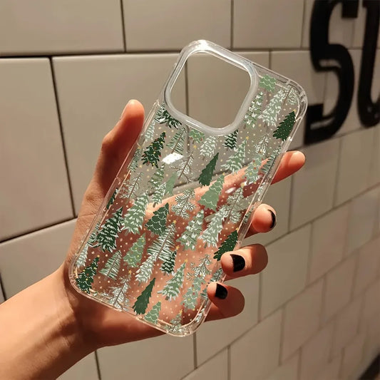 Fir Santa Tree Aesthetic Clear Phone Case for iPhone 17 16 11 15 14 13 12 Pro Max XS X 7 8 Plus Transparent Back Phone Cover