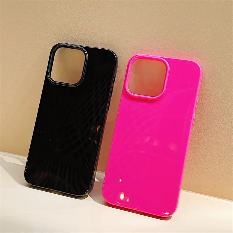 Soft Silicone Glossy Shockproof Phone Case For iPhone 16 15 14 13 12 11 Pro Max XR XS X 7 8 Plus SE Plain Bumper Back Cover