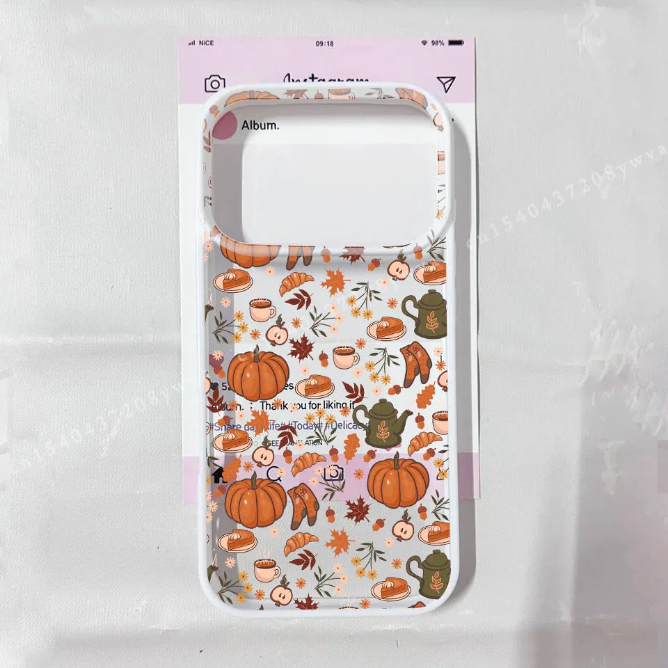 Halloween Coffee Pumpkin Fallen Leaves Phone Case For iPhone 17Air 17 Pro Max 17Pro Transaprent Hard Cover For iPhone 17 Cases