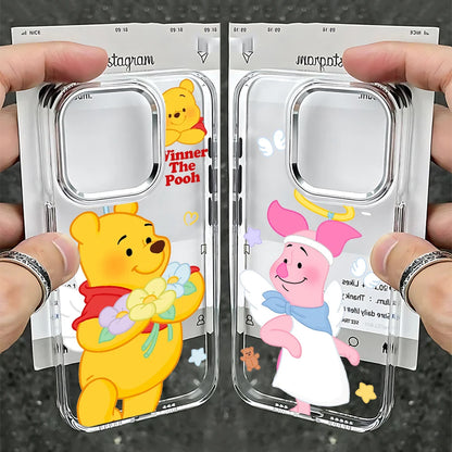 Cute Cartoon Pooh Clear TPU Protective Phone Case for iPhone 17 16 15 14 13 12 11 Pro Xs max